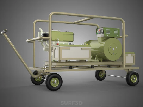 DESERT MILITARY ARMY DIESEL POWER GENERATOR SET GENSET ARID TAN 3D Model
