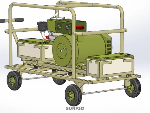 DESERT MILITARY ARMY DIESEL POWER GENERATOR SET GENSET ARID TAN 3D Model