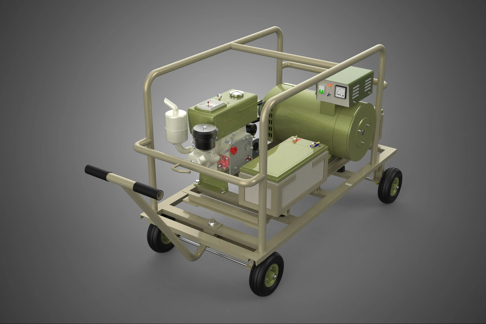 KHAKI BEIGE MILITARY ARMY DESERT DIESEL GENERATOR SET GENSET FDE 3D Model .c4d .max .obj .3ds .fbx .stl .blend