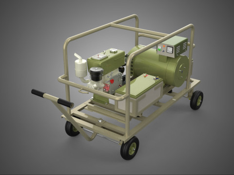 KHAKI BEIGE MILITARY ARMY DESERT DIESEL GENERATOR SET GENSET FDE 3D Model