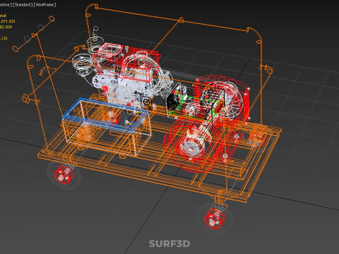 ऑटो स्टार्टर इलेक्ट्रिक डीजल मोटर डायनेमो फ्लाईव्हील जेनरेटर सेट 3D मॉडल