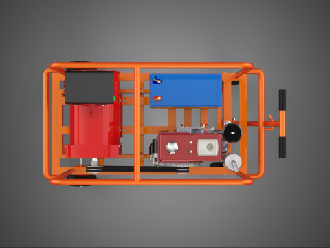 CAGE GENERATOR SET GENSET DIESEL ENGINE POWER DYNAMO ALTERNATOR 3D Model