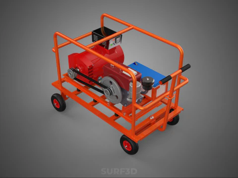 CAGE GENERATOR SET GENSET DIESEL ENGINE POWER DYNAMO ALTERNATOR 3D Model