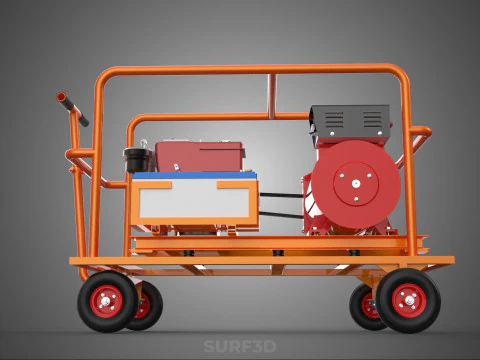 CAGE GENERATOR SET GENSET DIESEL ENGINE POWER DYNAMO ALTERNATOR 3D Model