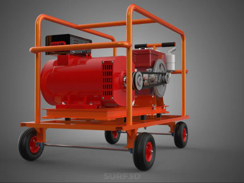 CAGE GENERATOR SET GENSET DIESEL ENGINE POWER DYNAMO ALTERNATOR 3D Model