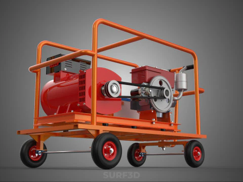 CAGE GENERATOR SET GENSET DIESEL ENGINE POWER DYNAMO ALTERNATOR 3D Model