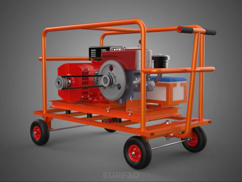 CAGE GENERATOR SET GENSET DIESEL ENGINE POWER DYNAMO ALTERNATOR 3D Model