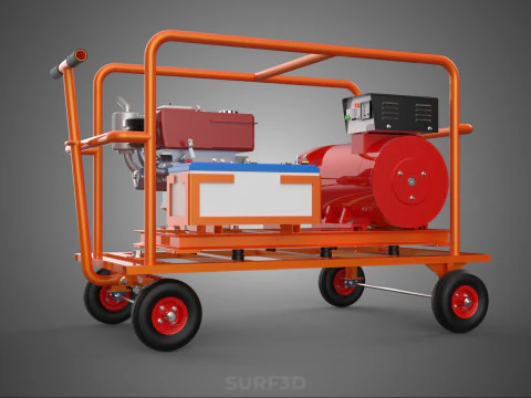 CAGE GENERATOR SET GENSET DIESEL ENGINE POWER DYNAMO ALTERNATOR 3D Model