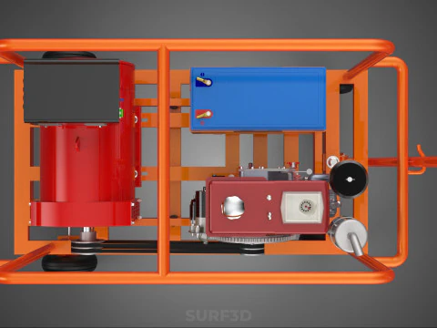 CAGE GENERATOR SET GENSET DIESEL ENGINE POWER DYNAMO ALTERNATOR 3D Model