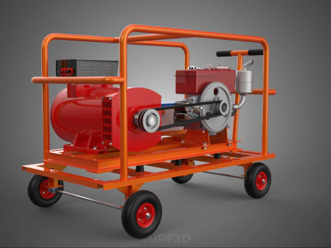 CAGE GENERATOR SET GENSET DIESEL ENGINE POWER DYNAMO ALTERNATOR 3D Model