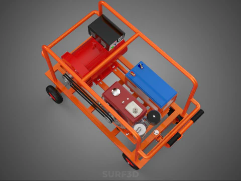 CAGE GENERATOR SET GENSET DIESEL ENGINE POWER DYNAMO ALTERNATOR 3D Model
