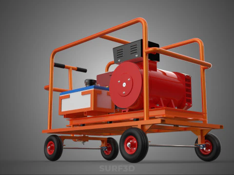 CAGE GENERATOR SET GENSET DIESEL ENGINE POWER DYNAMO ALTERNATOR 3D Model