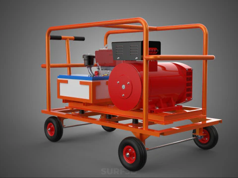 CAGE GENERATOR SET GENSET DIESEL ENGINE POWER DYNAMO ALTERNATOR 3D Model