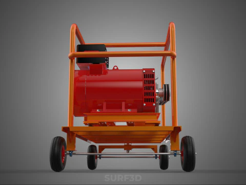 CAGE GENERATOR SET GENSET DIESEL ENGINE POWER DYNAMO ALTERNATOR 3D Model