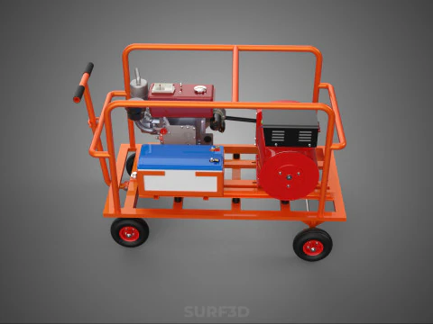 CAGE GENERATOR SET GENSET DIESEL ENGINE POWER DYNAMO ALTERNATOR 3D Model