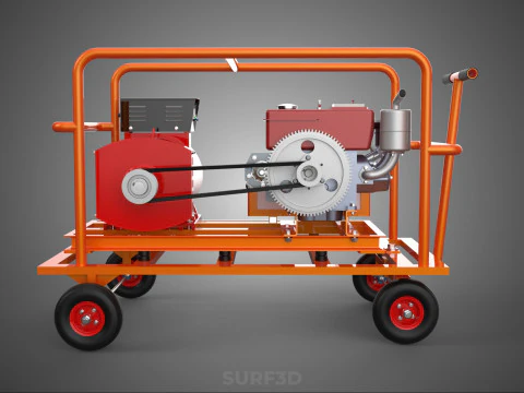 CAGE GENERATOR SET GENSET DIESEL ENGINE POWER DYNAMO ALTERNATOR 3D Model
