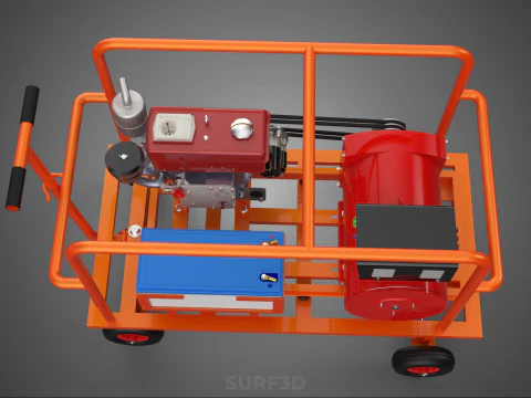 CAGE GENERATOR SET GENSET DIESEL ENGINE POWER DYNAMO ALTERNATOR 3D Model