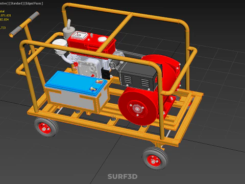 CAGE GENERATOR SET GENSET DIESEL ENGINE POWER DYNAMO ALTERNATOR 3D Model