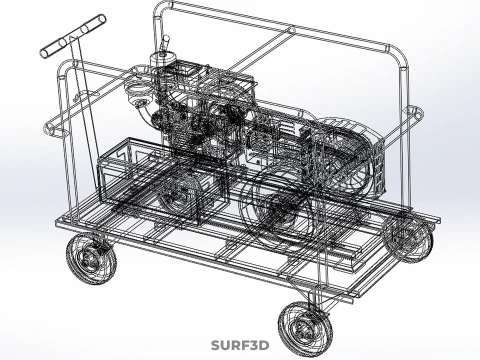 CAGE GENERATOR SET GENSET DIESEL ENGINE POWER DYNAMO ALTERNATOR 3D Model