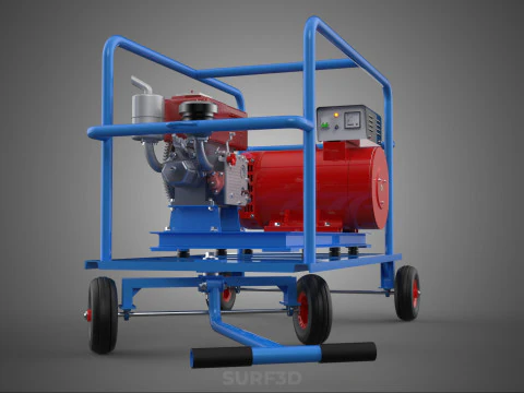 INDUSTRIAL POWER GENERATOR SYSTEM GENSET COMBUSTION ENGINE DRIVE 3D Model