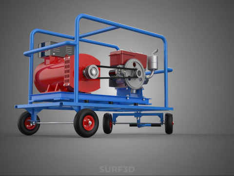 INDUSTRIAL POWER GENERATOR SYSTEM GENSET COMBUSTION ENGINE DRIVE 3D Model