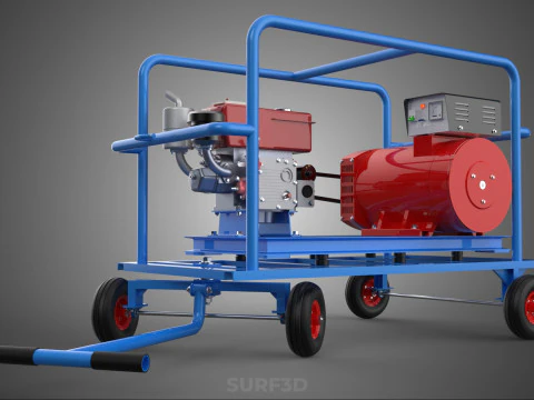 INDUSTRIAL POWER GENERATOR SYSTEM GENSET COMBUSTION ENGINE DRIVE 3D Model