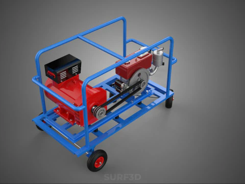INDUSTRIAL POWER GENERATOR SYSTEM GENSET COMBUSTION ENGINE DRIVE 3D Model