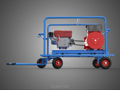INDUSTRIAL POWER GENERATOR SYSTEM GENSET COMBUSTION ENGINE DRIVE 3D Model