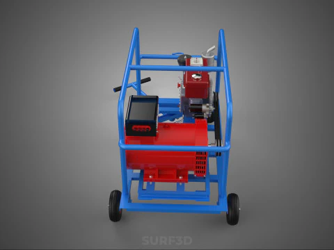 INDUSTRIAL POWER GENERATOR SYSTEM GENSET COMBUSTION ENGINE DRIVE 3D Model
