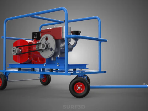 INDUSTRIAL POWER GENERATOR SYSTEM GENSET COMBUSTION ENGINE DRIVE 3D Model