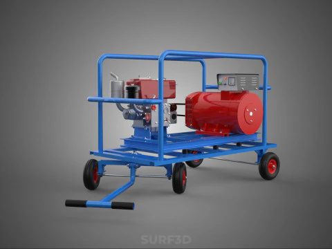INDUSTRIAL POWER GENERATOR SYSTEM GENSET COMBUSTION ENGINE DRIVE 3D Model