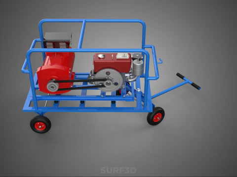 INDUSTRIAL POWER GENERATOR SYSTEM GENSET COMBUSTION ENGINE DRIVE 3D Model