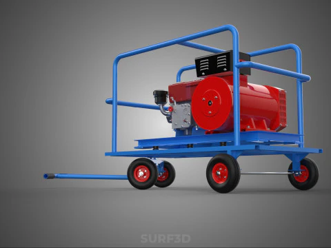 INDUSTRIAL POWER GENERATOR SYSTEM GENSET COMBUSTION ENGINE DRIVE 3D Model