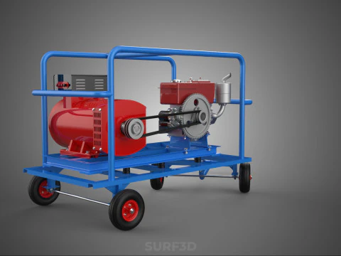 INDUSTRIAL POWER GENERATOR SYSTEM GENSET COMBUSTION ENGINE DRIVE 3D Model