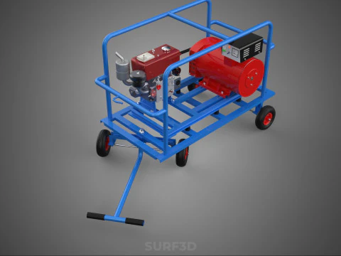 INDUSTRIAL POWER GENERATOR SYSTEM GENSET COMBUSTION ENGINE DRIVE 3D Model