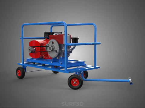 INDUSTRIAL POWER GENERATOR SYSTEM GENSET COMBUSTION ENGINE DRIVE 3D Model