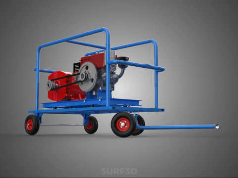 INDUSTRIAL POWER GENERATOR SYSTEM GENSET COMBUSTION ENGINE DRIVE 3D Model