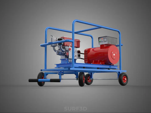 INDUSTRIAL POWER GENERATOR SYSTEM GENSET COMBUSTION ENGINE DRIVE 3D Model