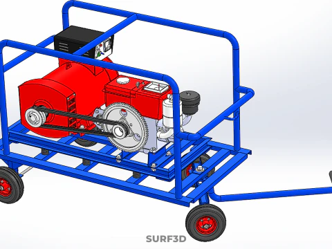 INDUSTRIAL POWER GENERATOR SYSTEM GENSET COMBUSTION ENGINE DRIVE 3D Model