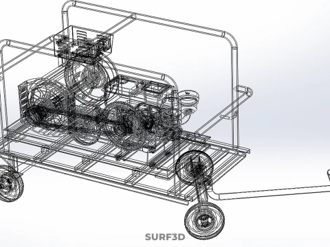 INDUSTRIAL POWER GENERATOR SYSTEM GENSET COMBUSTION ENGINE DRIVE 3D Model