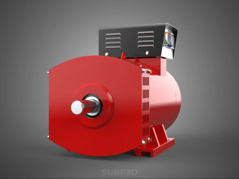 RED INDUSTRIAL AC GENERATOR ALTERNATOR DYNAMO MOTOR CONTROL BOX 3D Model