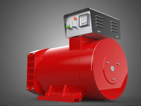RED INDUSTRIAL AC GENERATOR ALTERNATOR DYNAMO MOTOR CONTROL BOX 3D Model