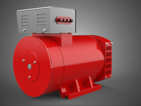 RED INDUSTRIAL AC GENERATOR ALTERNATOR DYNAMO MOTOR CONTROL BOX 3D Model