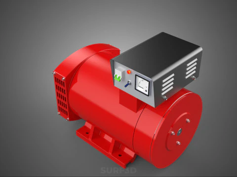 RED INDUSTRIAL AC GENERATOR ALTERNATOR DYNAMO MOTOR CONTROL BOX 3D Model
