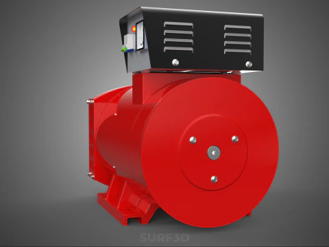 RED INDUSTRIAL AC GENERATOR ALTERNATOR DYNAMO MOTOR CONTROL BOX 3D Model