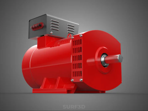 RED INDUSTRIAL AC GENERATOR ALTERNATOR DYNAMO MOTOR CONTROL BOX 3D Model