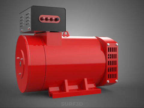 RED INDUSTRIAL AC GENERATOR ALTERNATOR DYNAMO MOTOR CONTROL BOX 3D Model