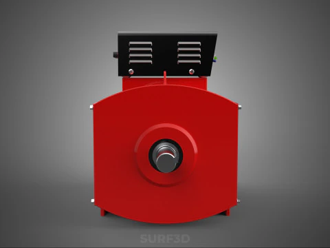 RED INDUSTRIAL AC GENERATOR ALTERNATOR DYNAMO MOTOR CONTROL BOX 3D Model