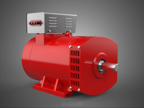 RED INDUSTRIAL AC GENERATOR ALTERNATOR DYNAMO MOTOR CONTROL BOX 3D Model