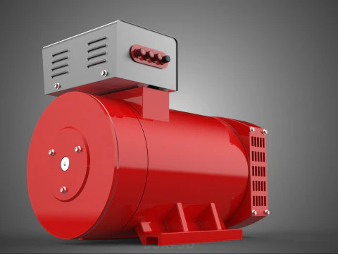 RED INDUSTRIAL AC GENERATOR ALTERNATOR DYNAMO MOTOR CONTROL BOX 3D Model